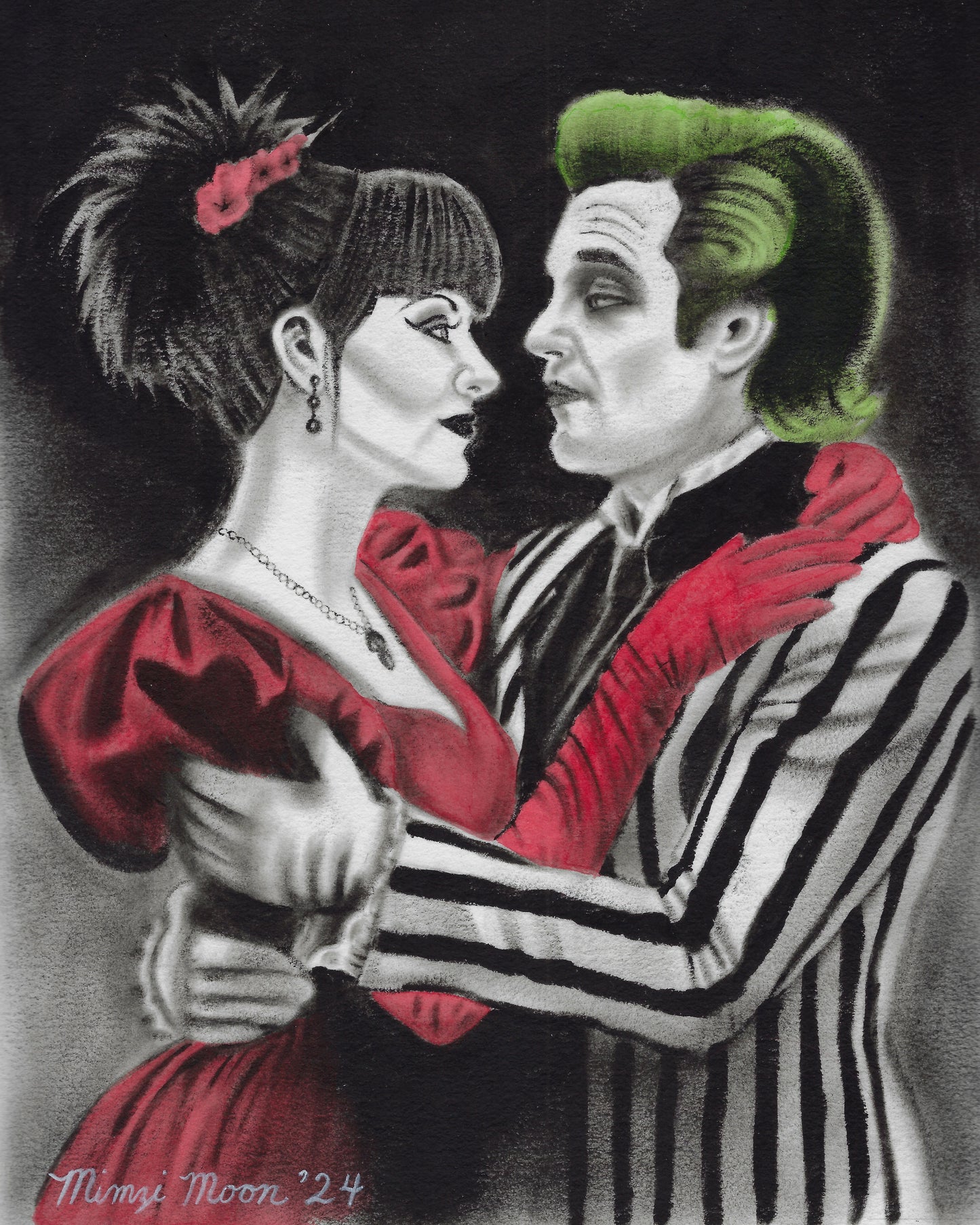 Handsome Beetlejuice and Lydia Original Painting