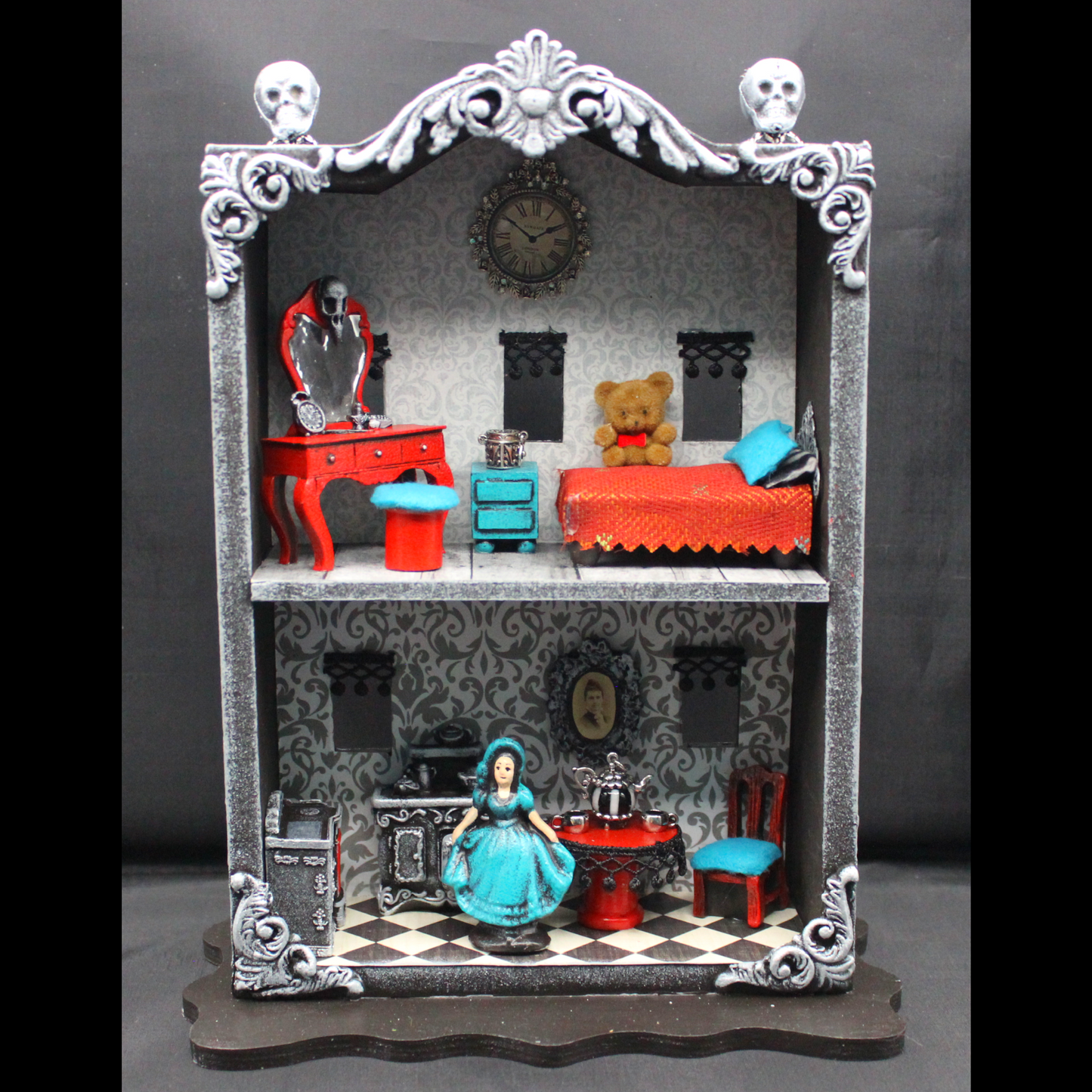 Haunted, Spooky, Gothic Miniature Furnished Dollhouse!