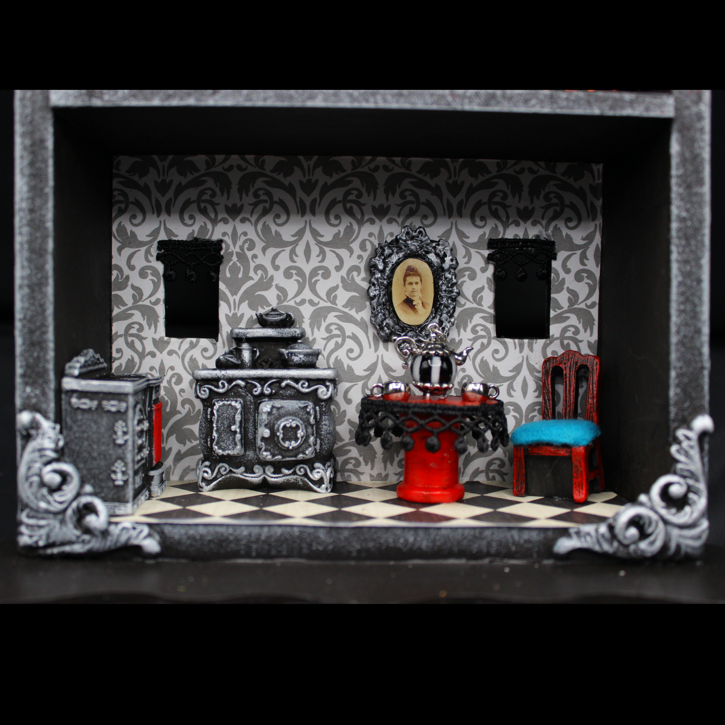 Haunted, Spooky, Gothic Miniature Furnished Dollhouse!