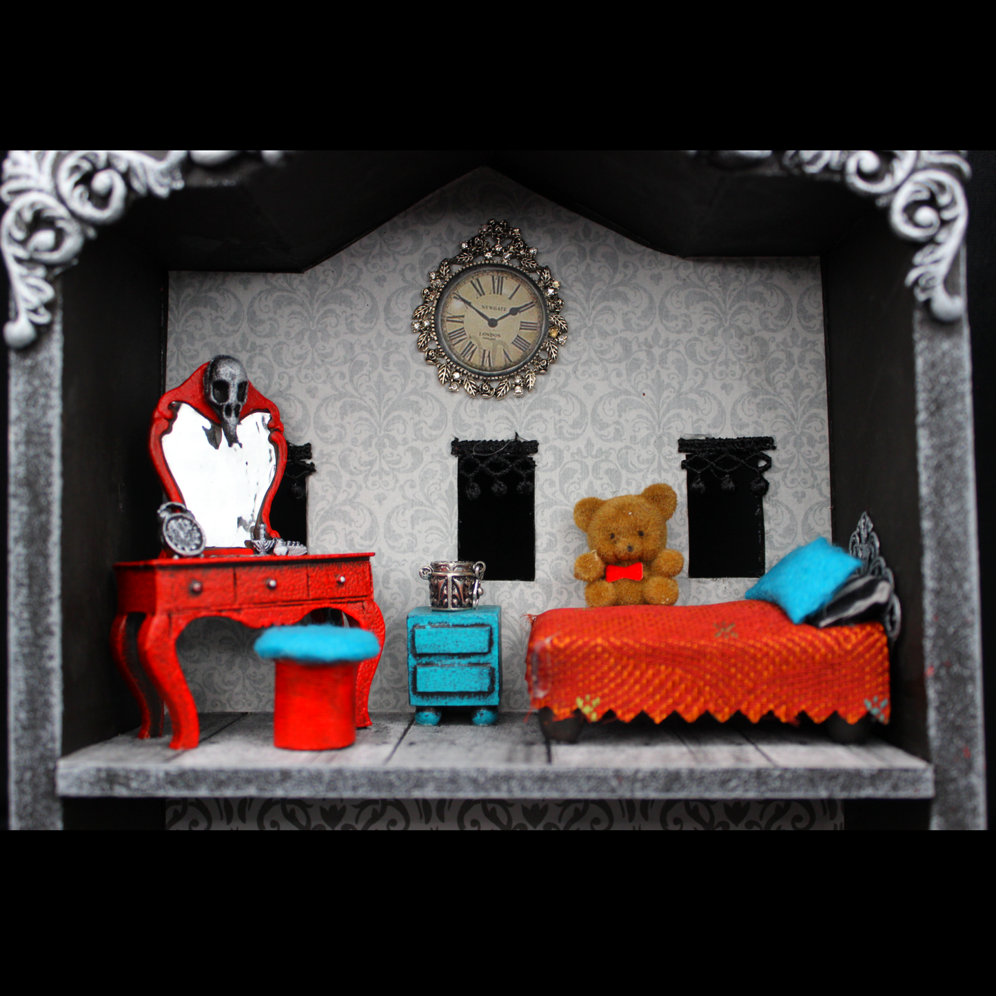 Haunted, Spooky, Gothic Miniature Furnished Dollhouse!