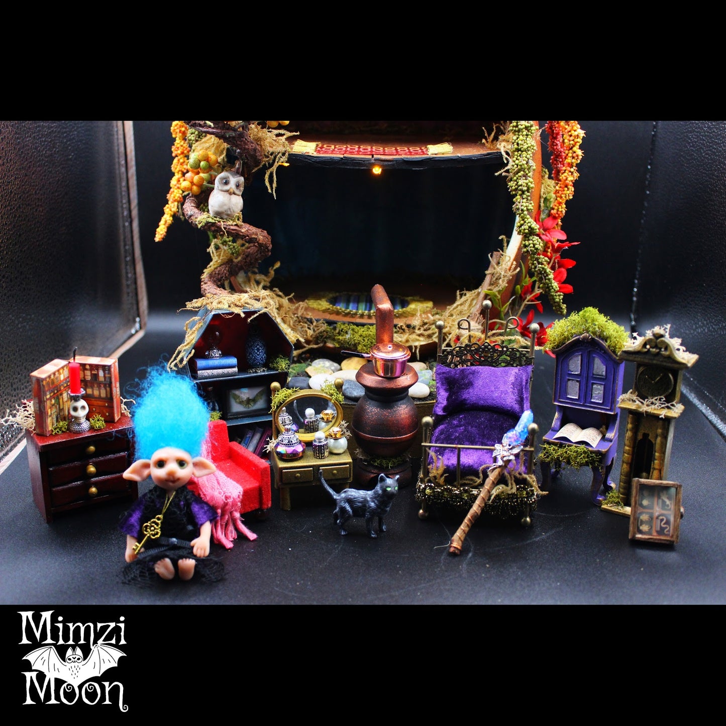 Beautiful Halloween, Pumpkin, Gothic, Witchy Fairy House Dollhouse!