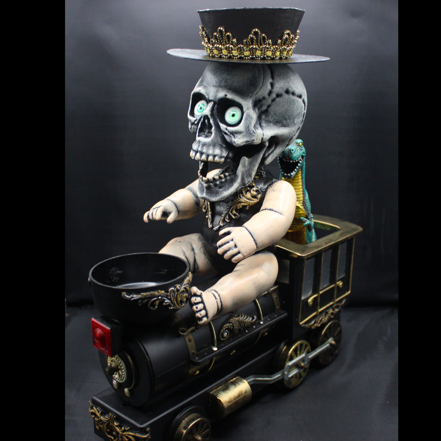 Skull Baby Riding a Train!