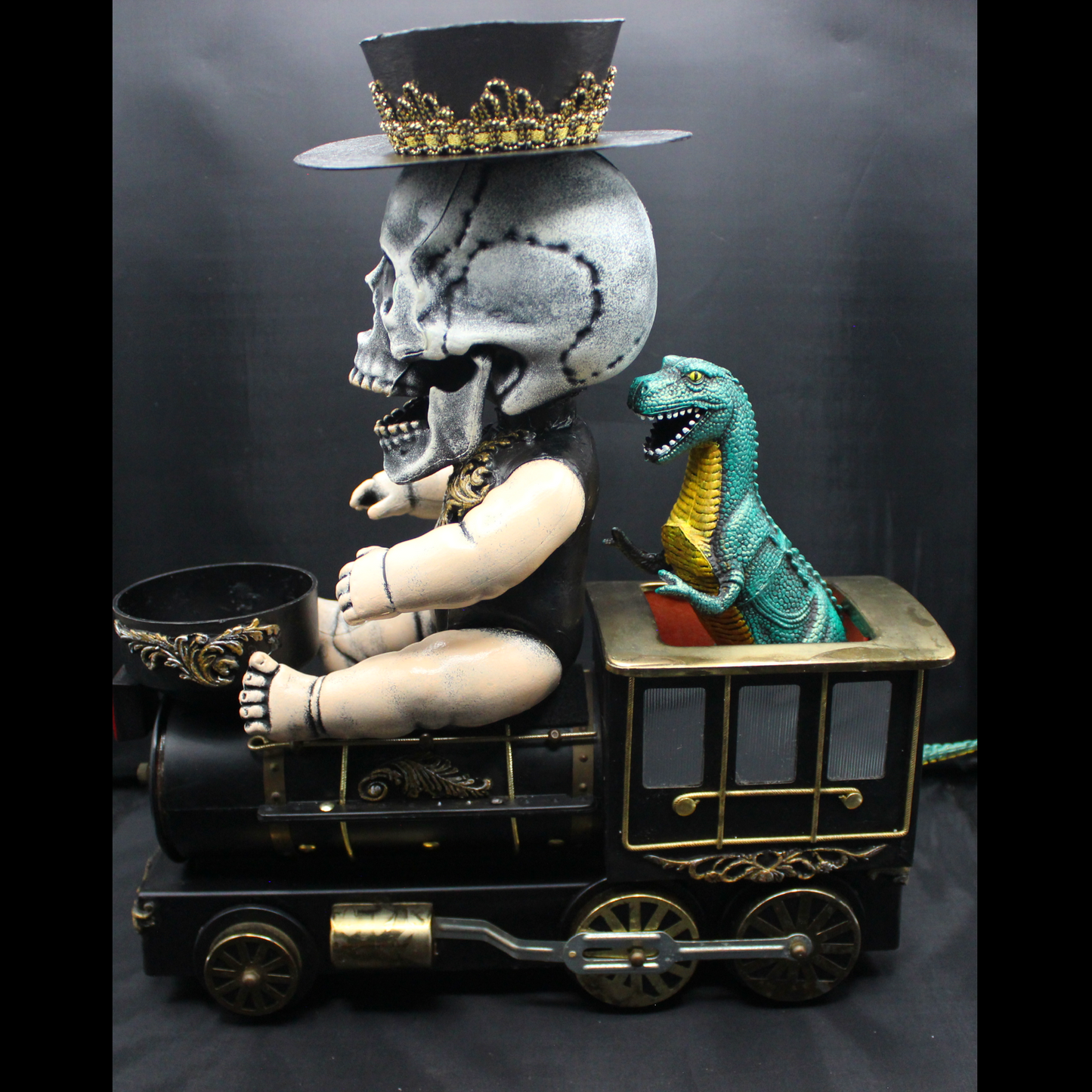 Skull Baby Riding a Train!