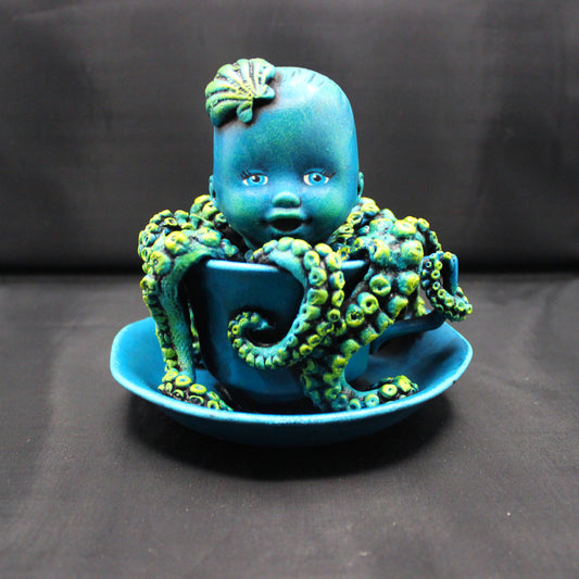 Blue Octopus Tea Cup Baby Head!