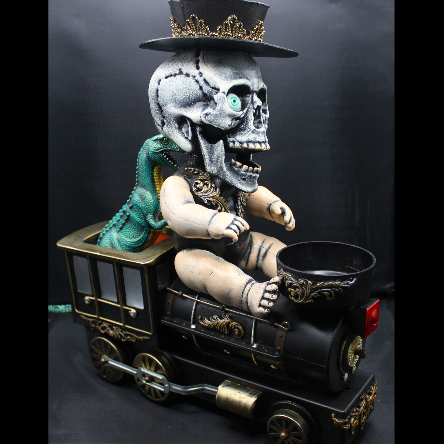 Skull Baby Riding a Train!