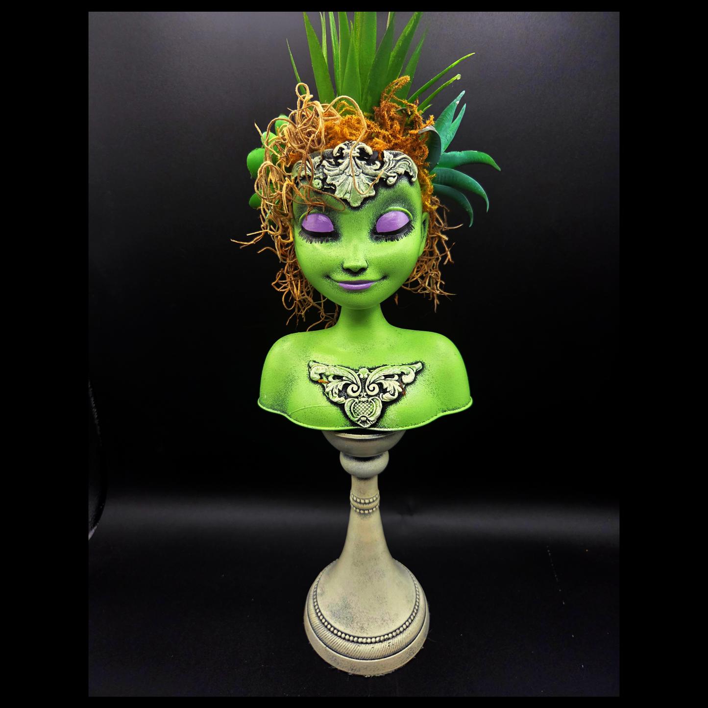 Hand-Decorated Ethereal Woman Planter on Stand