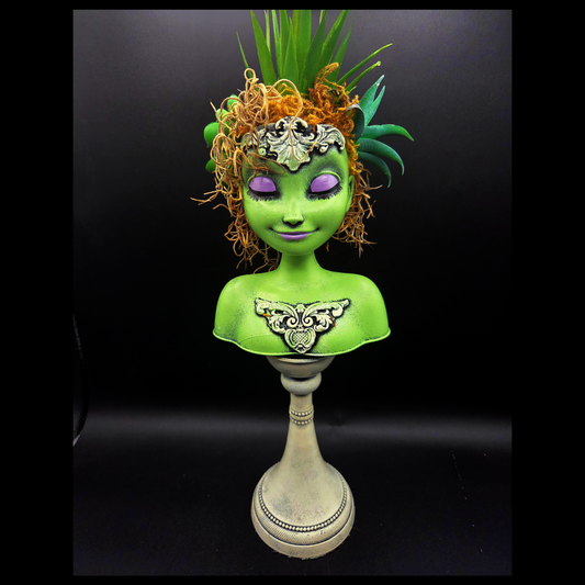 Hand-Decorated Ethereal Woman Planter on Stand