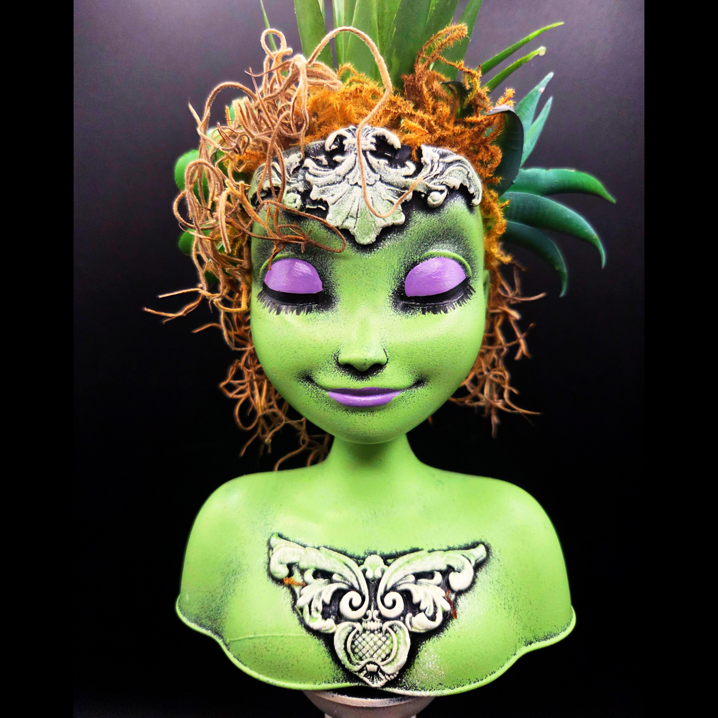 Hand-Decorated Ethereal Woman Planter on Stand