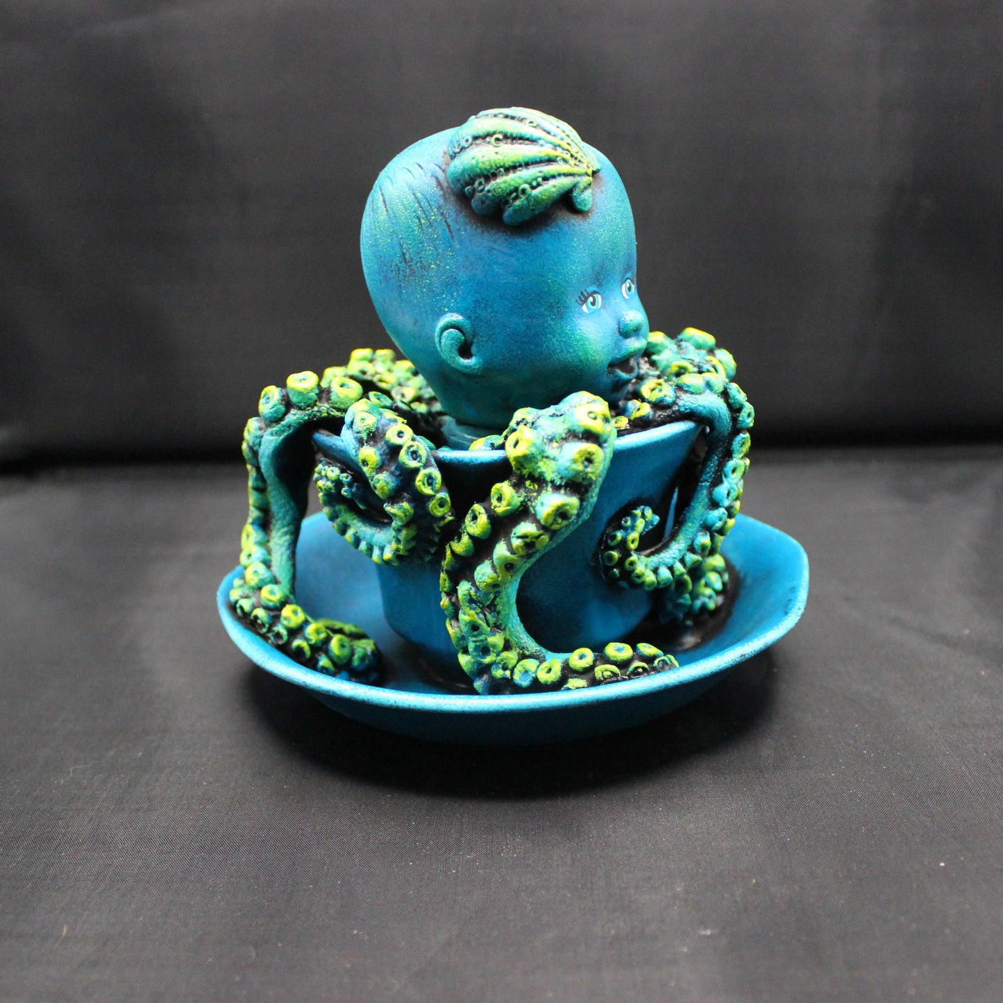 Blue Octopus Tea Cup Baby Head!