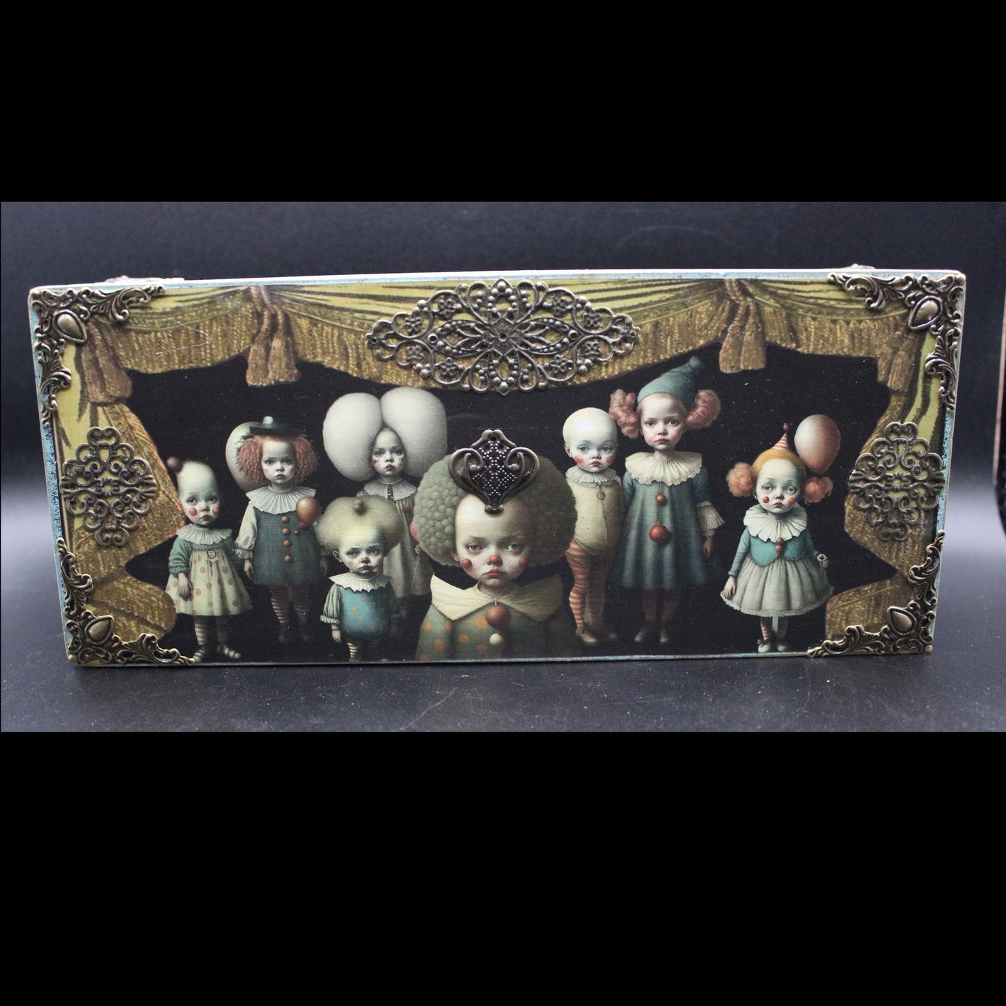 Unique Creepy Clown Jewelry Box!  Scary Circus Stash Box!