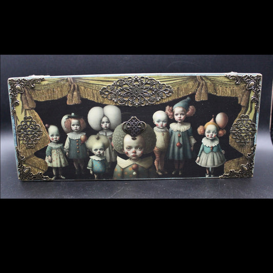 Unique Creepy Clown Jewelry Box!  Scary Circus Stash Box!