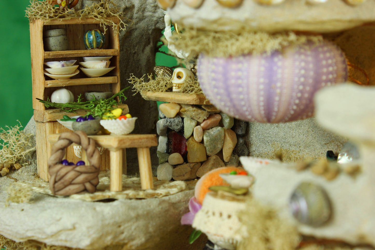 Large Beach Fairy House.  Furnished, Lighted Dollhouse.