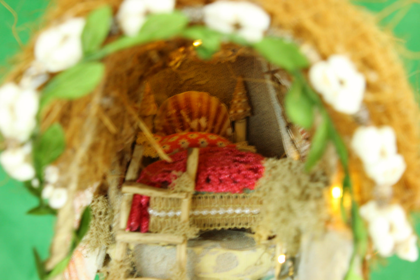 Large Beach Fairy House.  Furnished, Lighted Dollhouse.