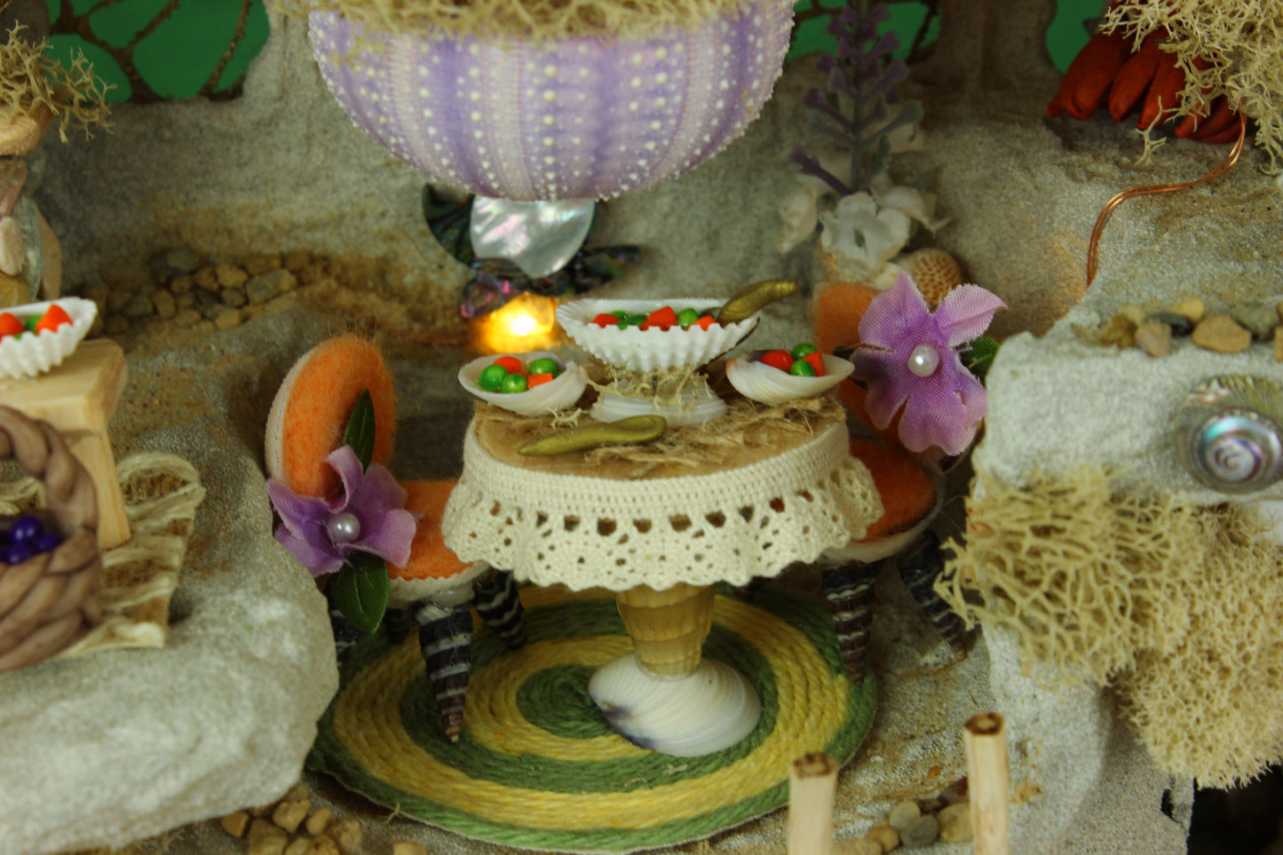 Large Beach Fairy House.  Furnished, Lighted Dollhouse.