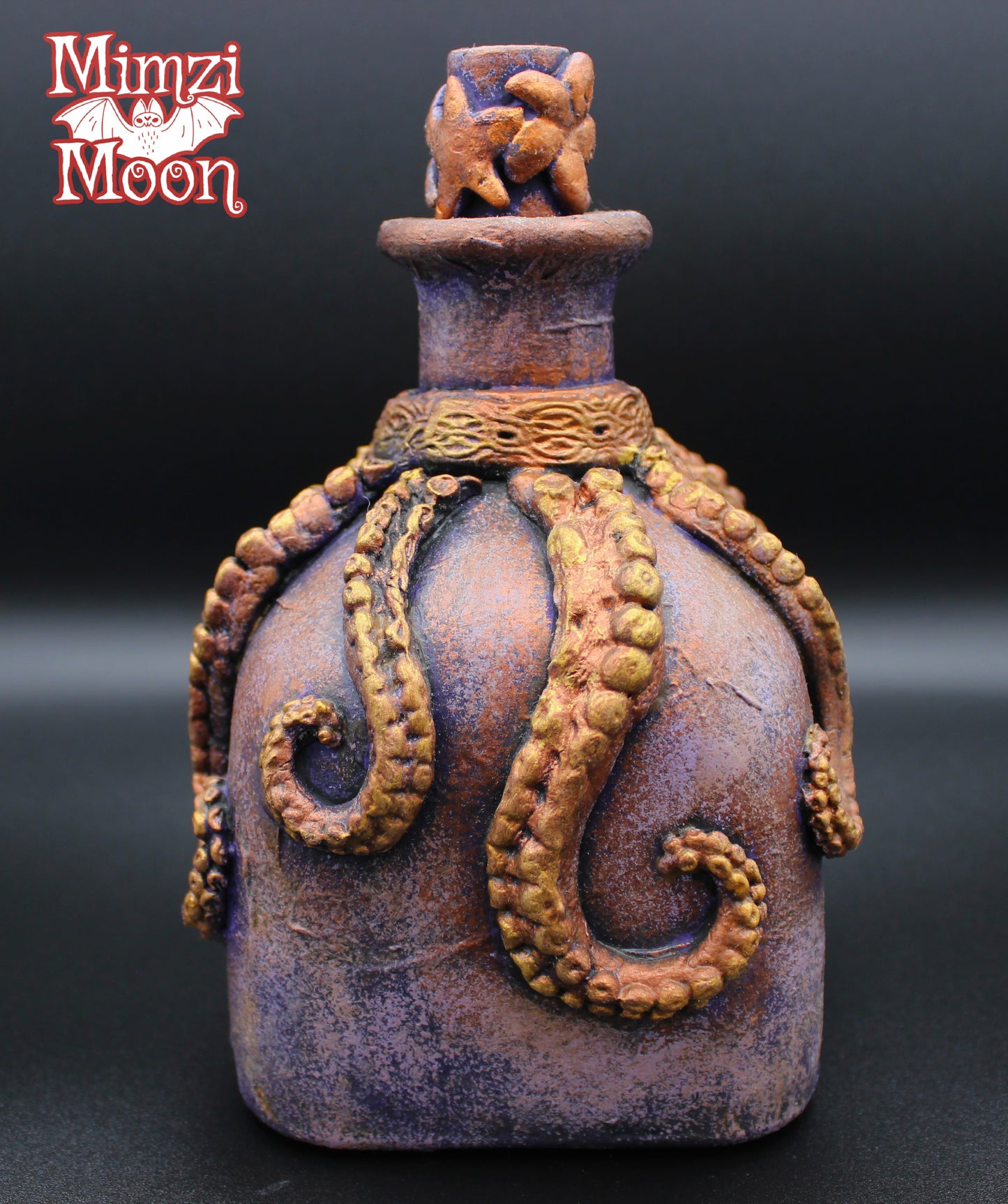 Octopus Art Bottle.  Nautical, Sea, Beach Tabletop Decoration.