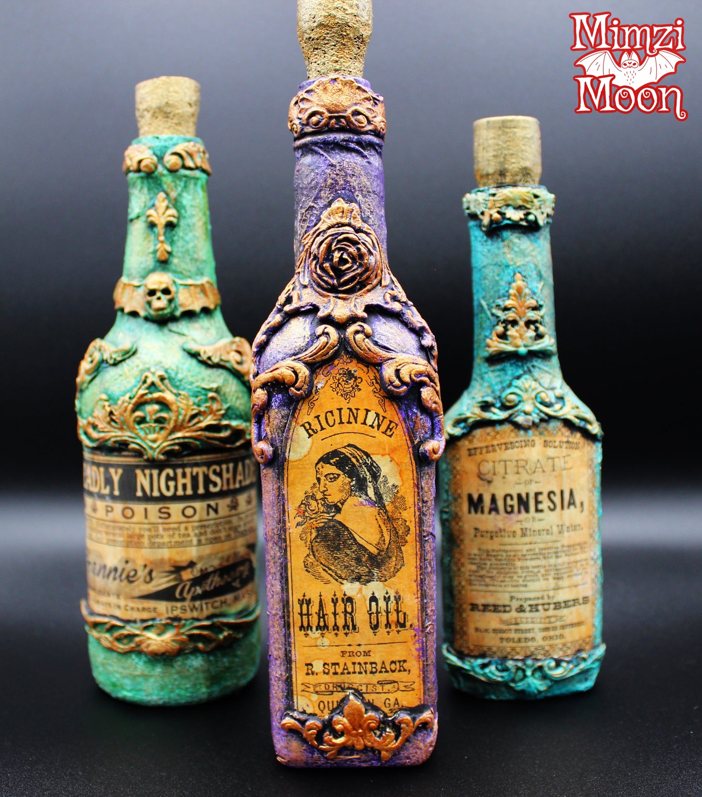 Apothecary Bottle.  Whimsigoth Decoration for Halloween or All Year.