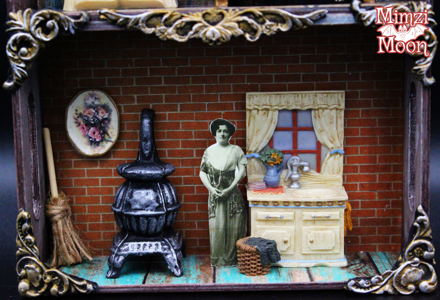 Vintage Looking Dollhouse Shadow Box.  Altered Art, Mixed Media, Shabby Chic Wall Art.