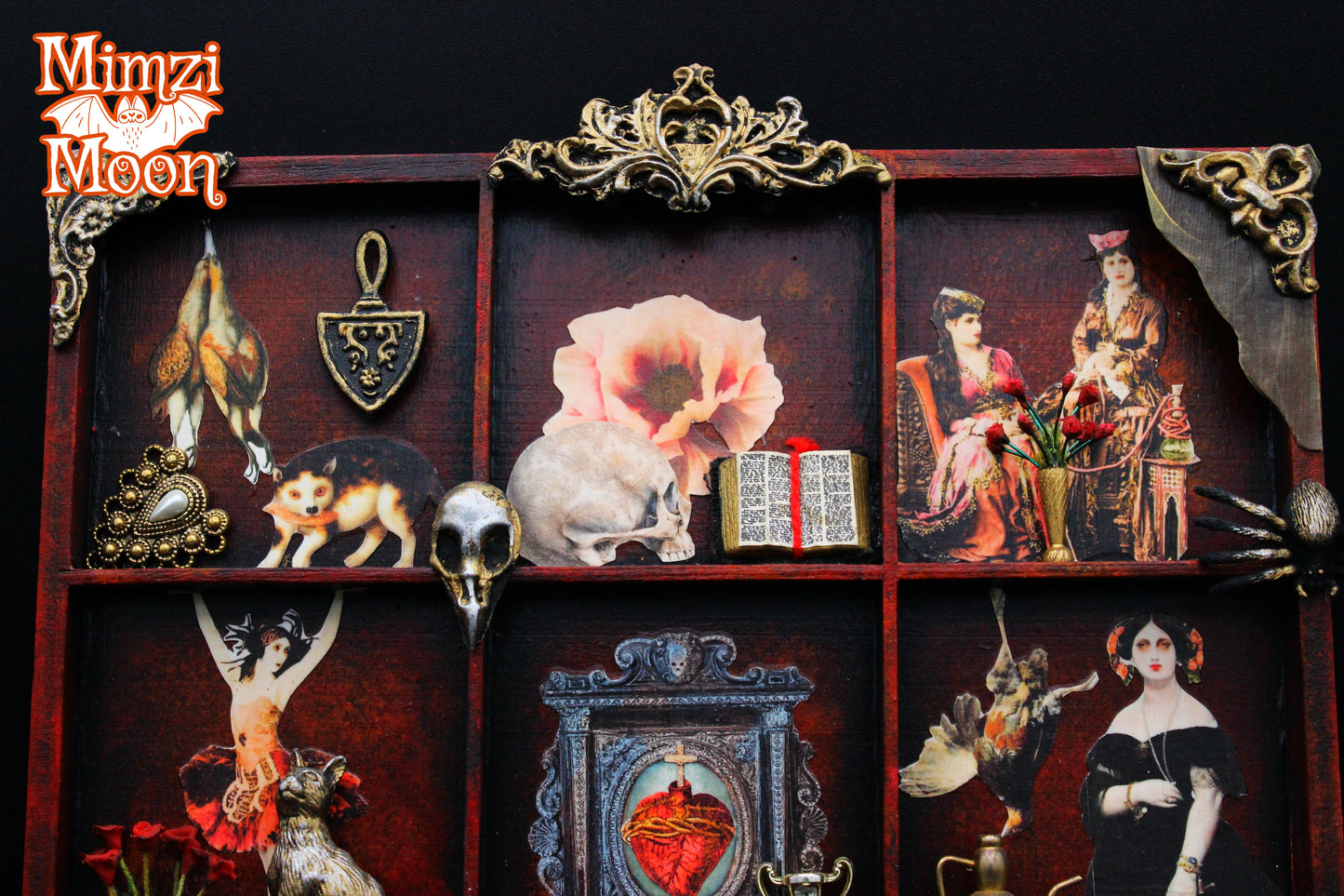 Gothic Shadow Box.  Vintage Looking, Antique Looking, Mixed Media Wall Art