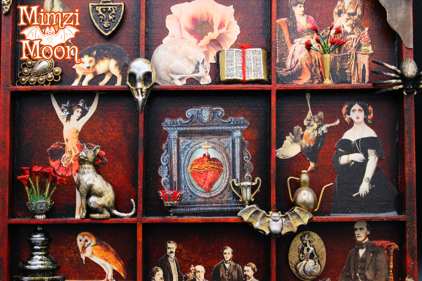 Gothic Shadow Box.  Vintage Looking, Antique Looking, Mixed Media Wall Art