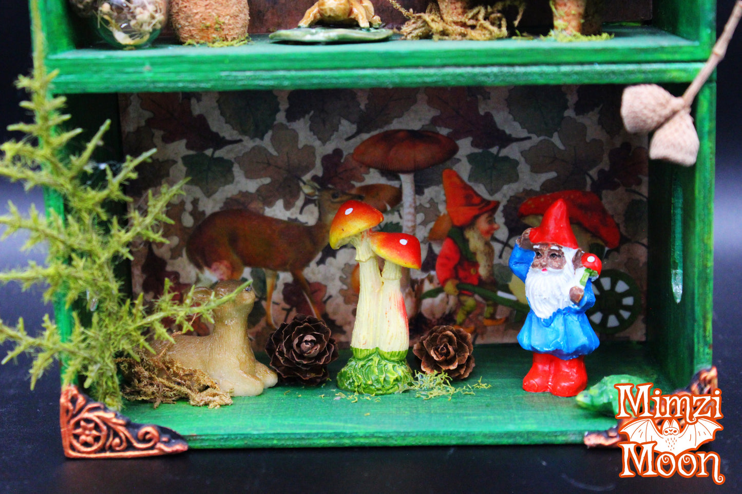 Forest Fairy Shadow Box.  Mixed Media Nature Themed Wall Art. Gnome Decoration.