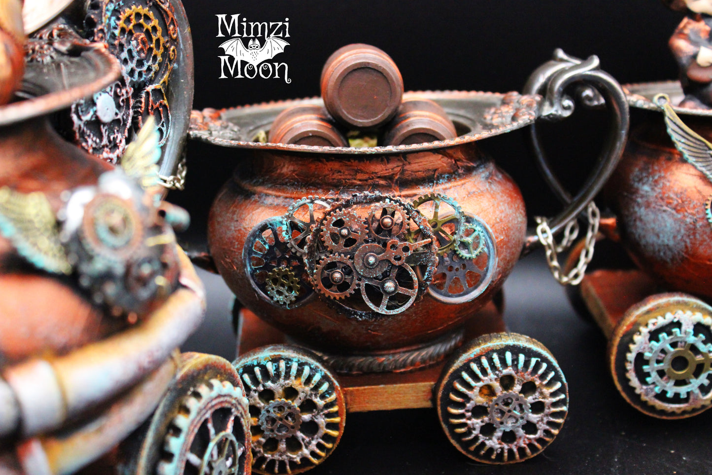 Steampunk Tea Set Train.  Altered Silver Plated Tea Set. Steampunk Tea Pot.