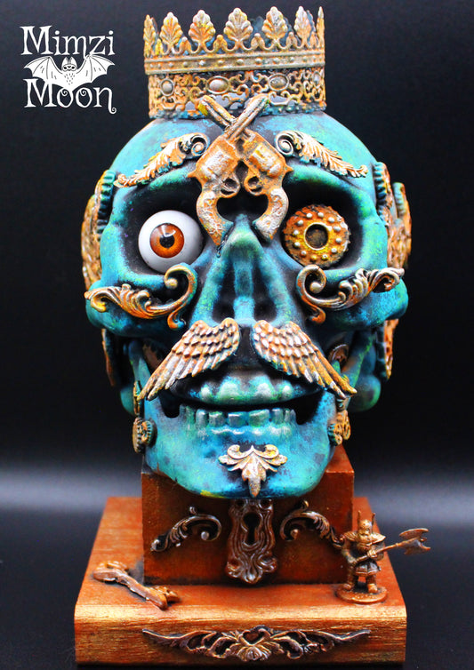 Skull Steampunk Tabletop Decor.  Mixed Media, Altered Art Decoration for Your Home.