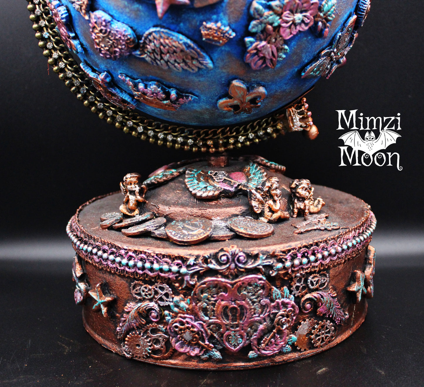 Altered Art Globe. Mixed Media Table Decor.