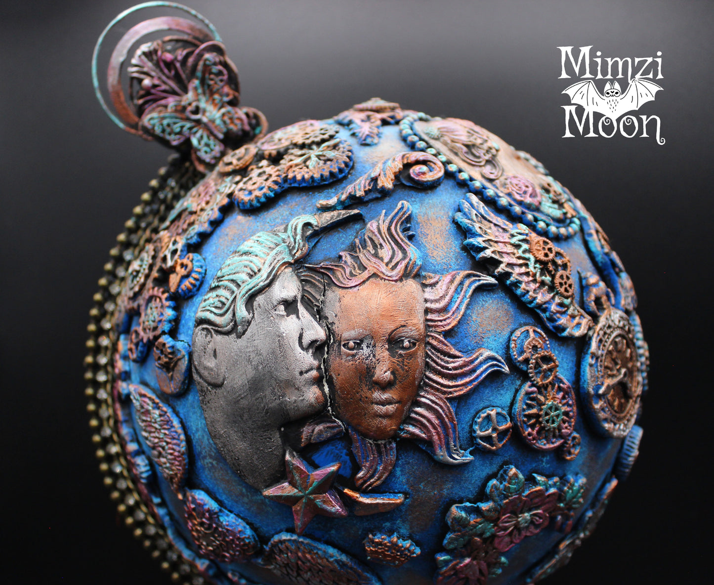 Altered Art Globe. Mixed Media Table Decor.