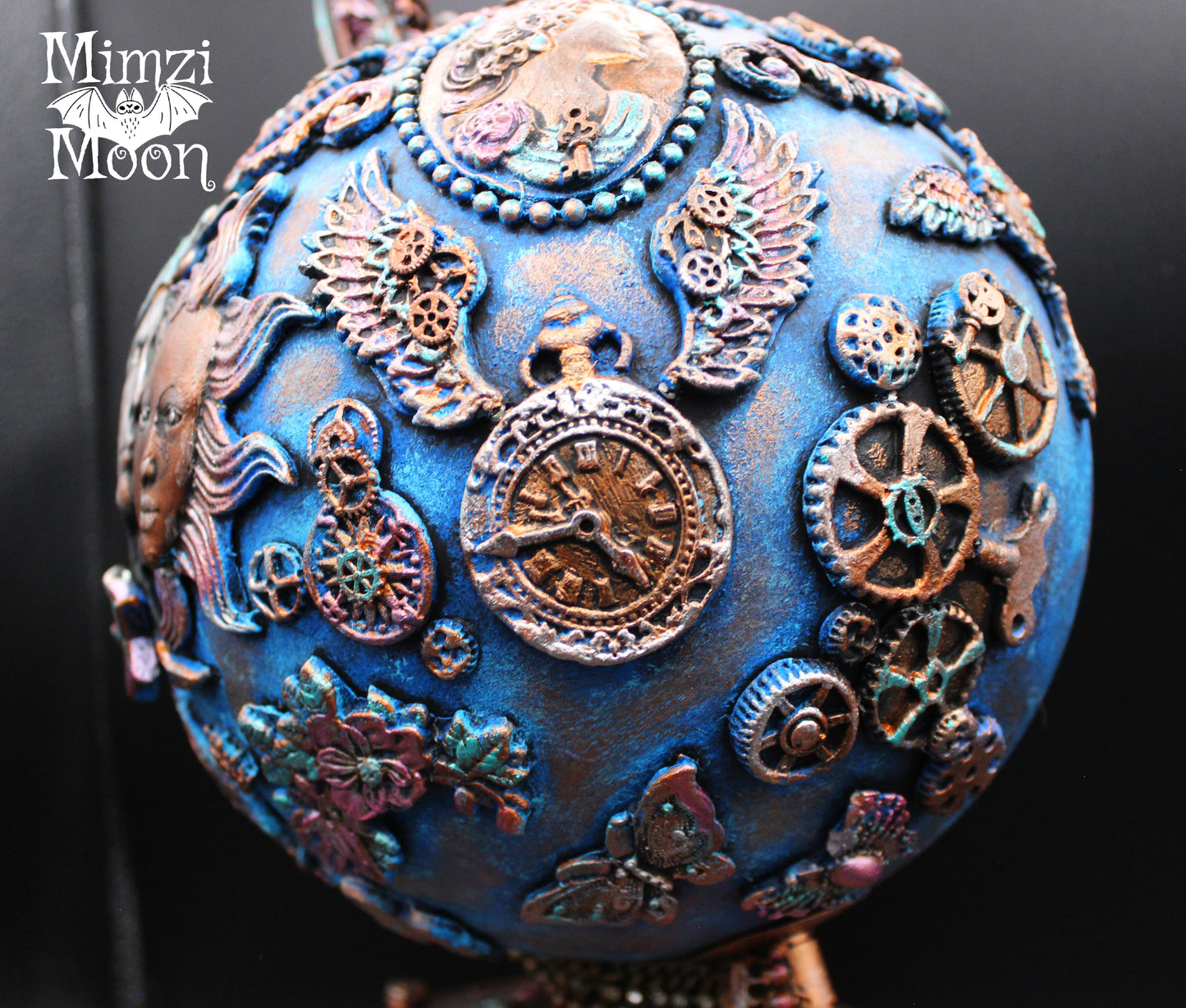 Altered Art Globe. Mixed Media Table Decor.