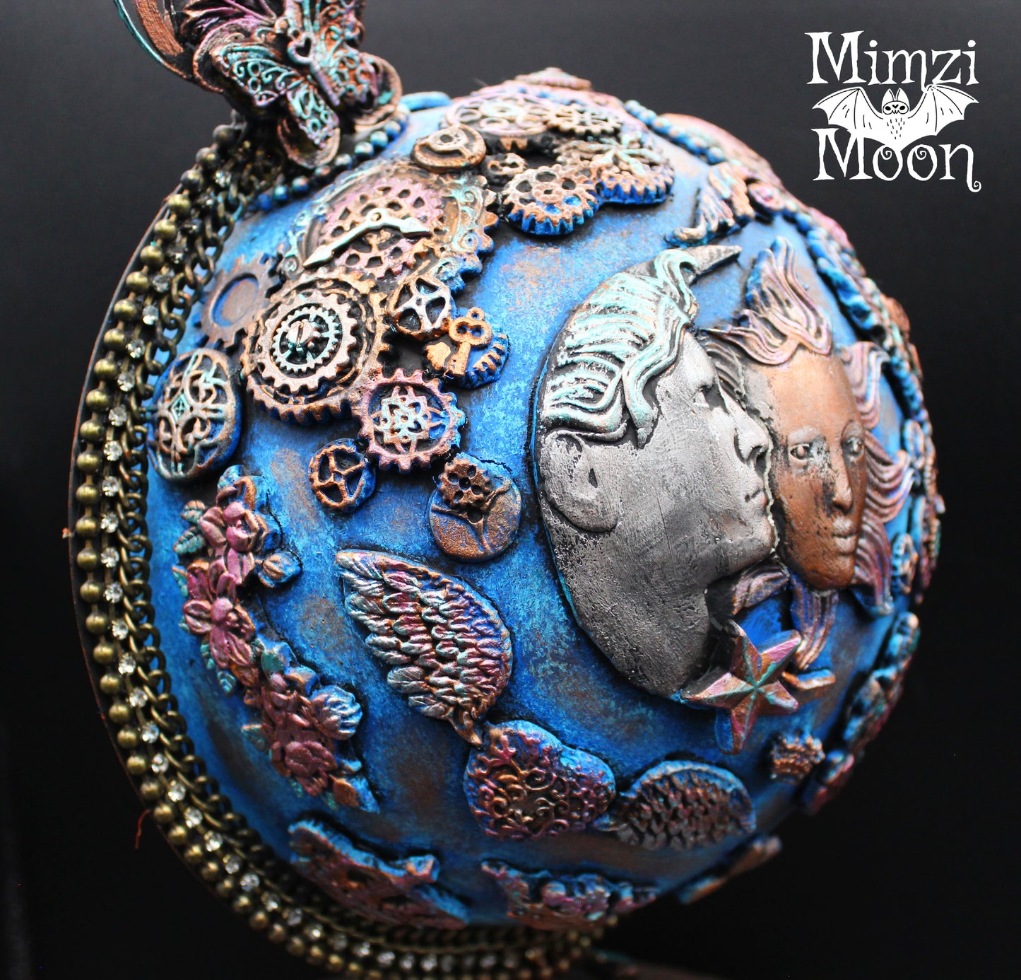 Altered Art Globe. Mixed Media Table Decor.