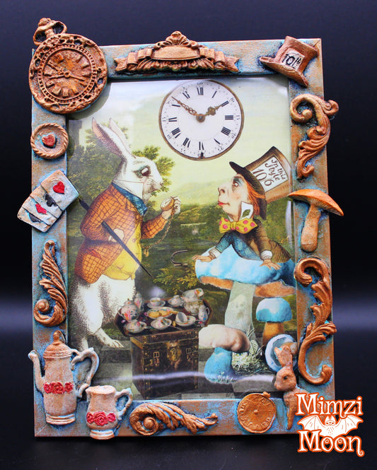 Vintage Alice in Wonderland Inspired Mixed Media Tabletop or Wall Decoration.