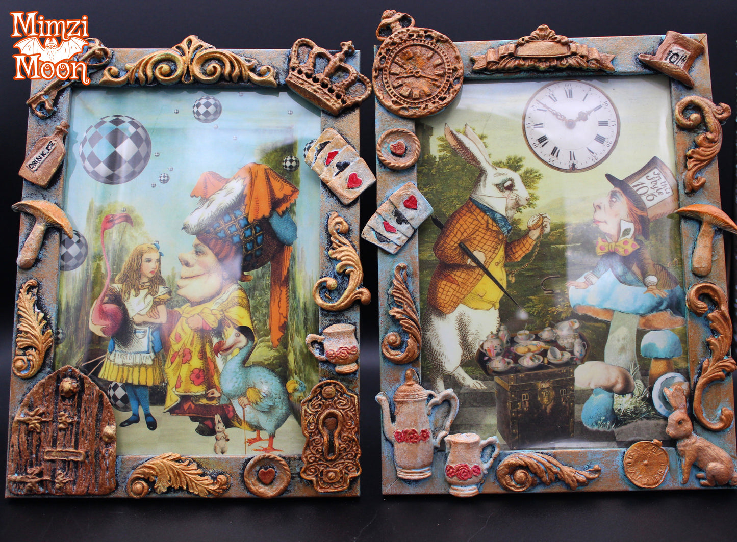 Vintage Alice in Wonderland Inspired. Mixed Media Tabletop or Wall Picture.