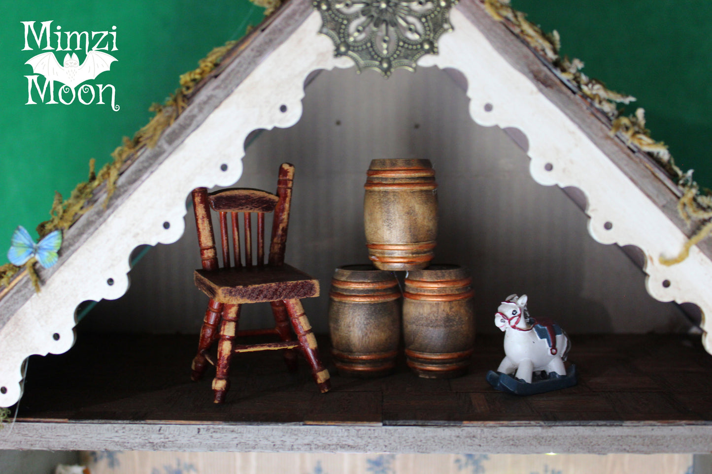 Furnished and Lighted Dollhouse. Fairy House Shadow Box.