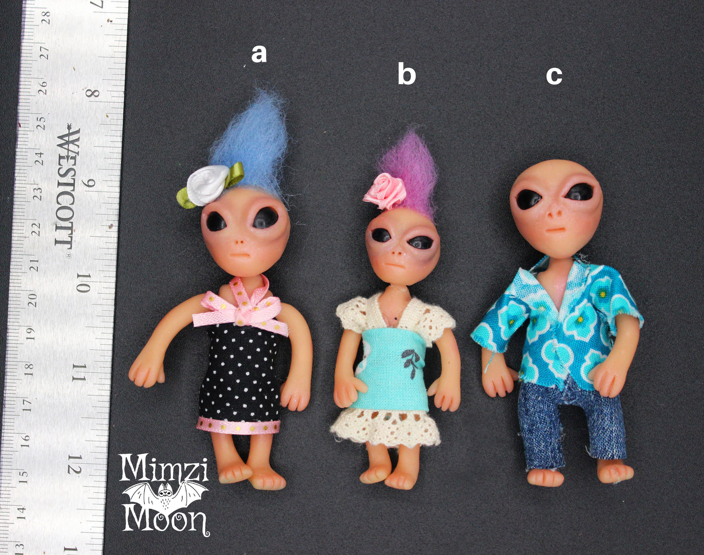 Handmade Alien Dolls.  Dolls for Fairy Dollhouses.