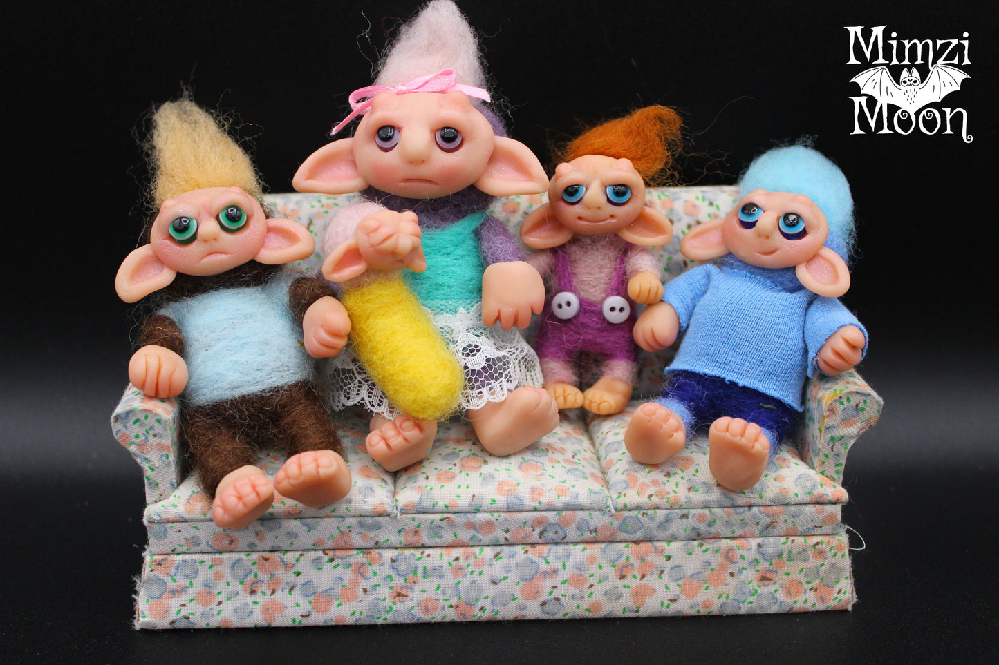 Handmade Dollhouse Dolls.  Monster, Elf Child and Baby Dolls for Your Fairy House.