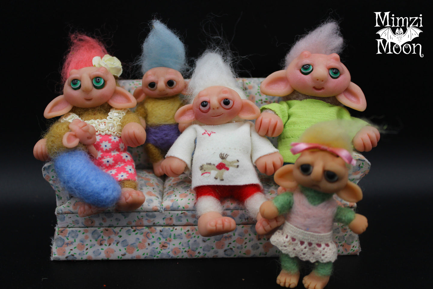 Handmade Dollhouse Dolls.  Monster, Elf Child and Baby Dolls for Your Fairy House.