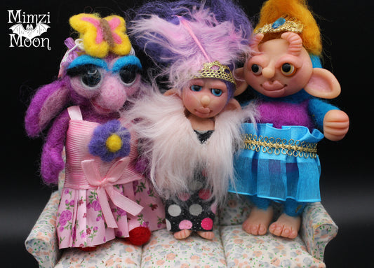 Handmade Dollhouse Dolls.  Monster, Elf Dolls for Your Fairy House.