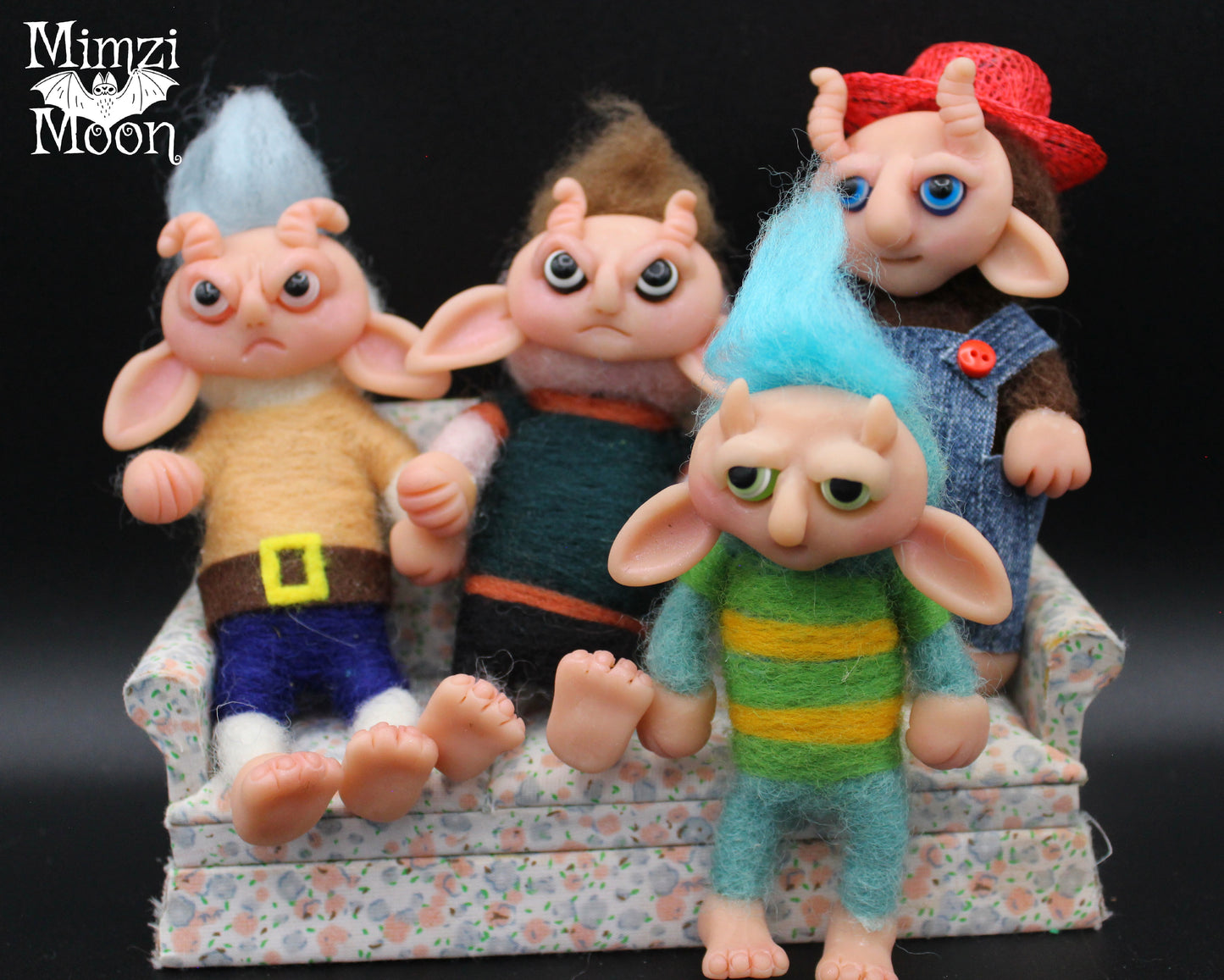 Handmade Dollhouse Dolls.  Monster, Elf Dolls for Your Fairy House.