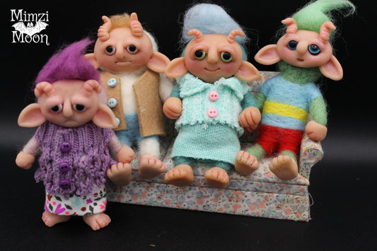 Handmade Dollhouse Dolls.  Monster, Elf Dolls for Your Fairy House.