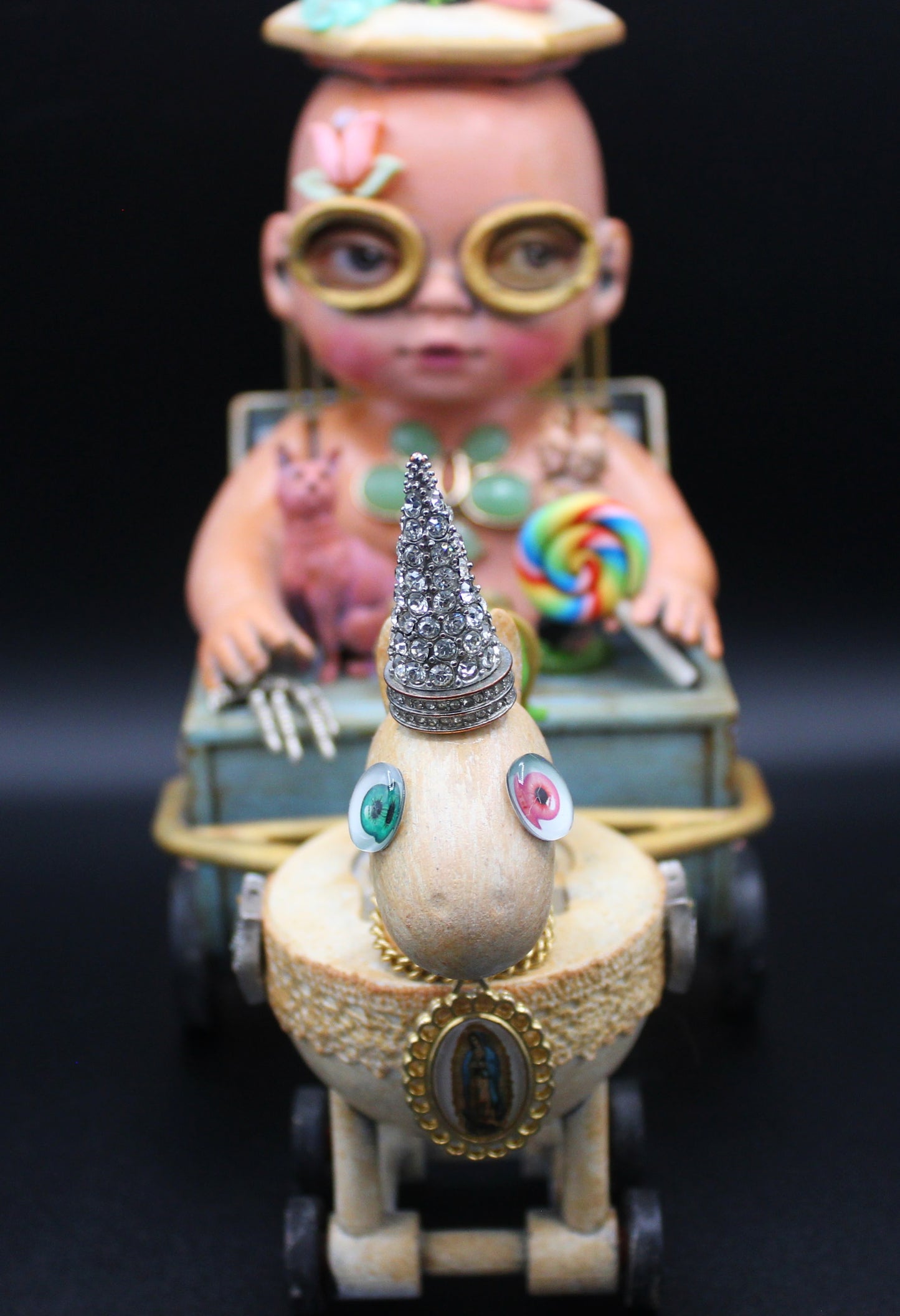 Altered Art Doll.  Crazy, Weird Baby Doll Art Piece.