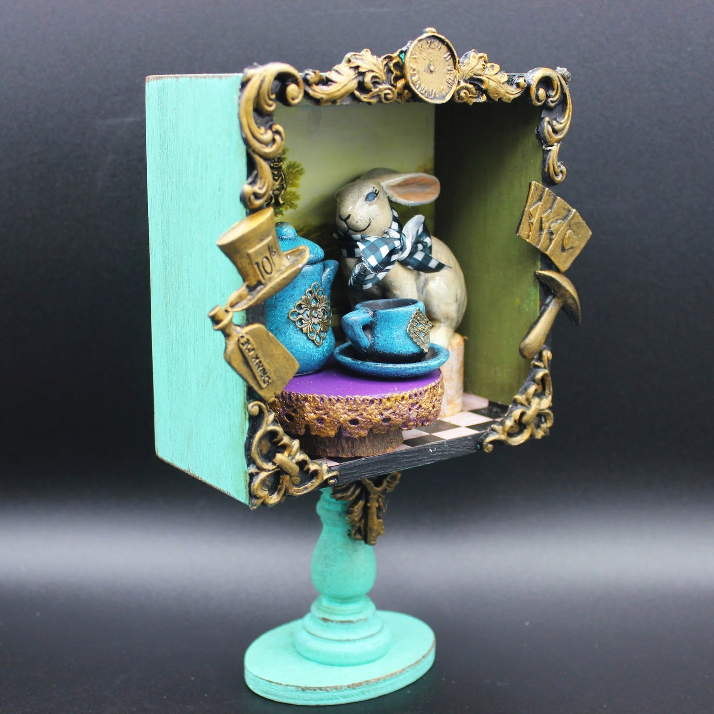 Alice in Wonderland Inspired Rabbit and Tea Set Diorama