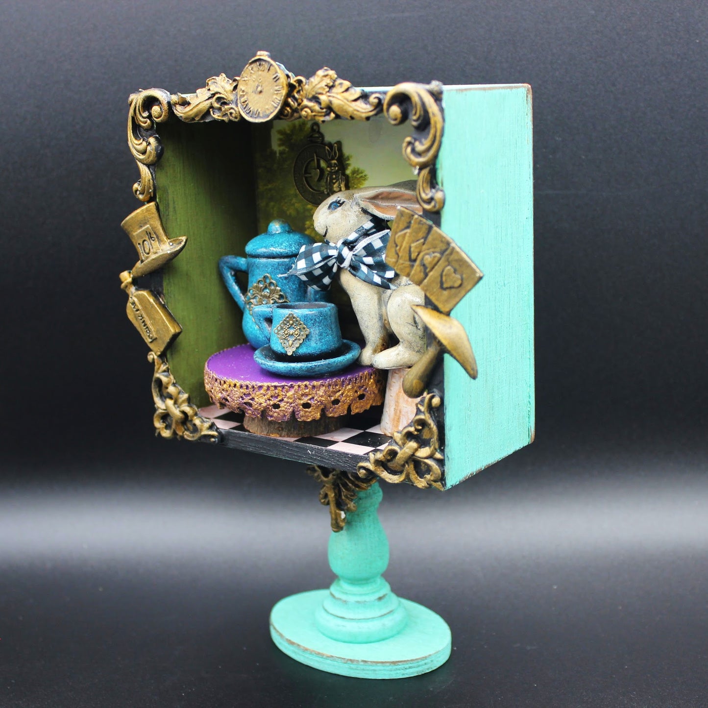 Alice in Wonderland Inspired Rabbit and Tea Set Diorama