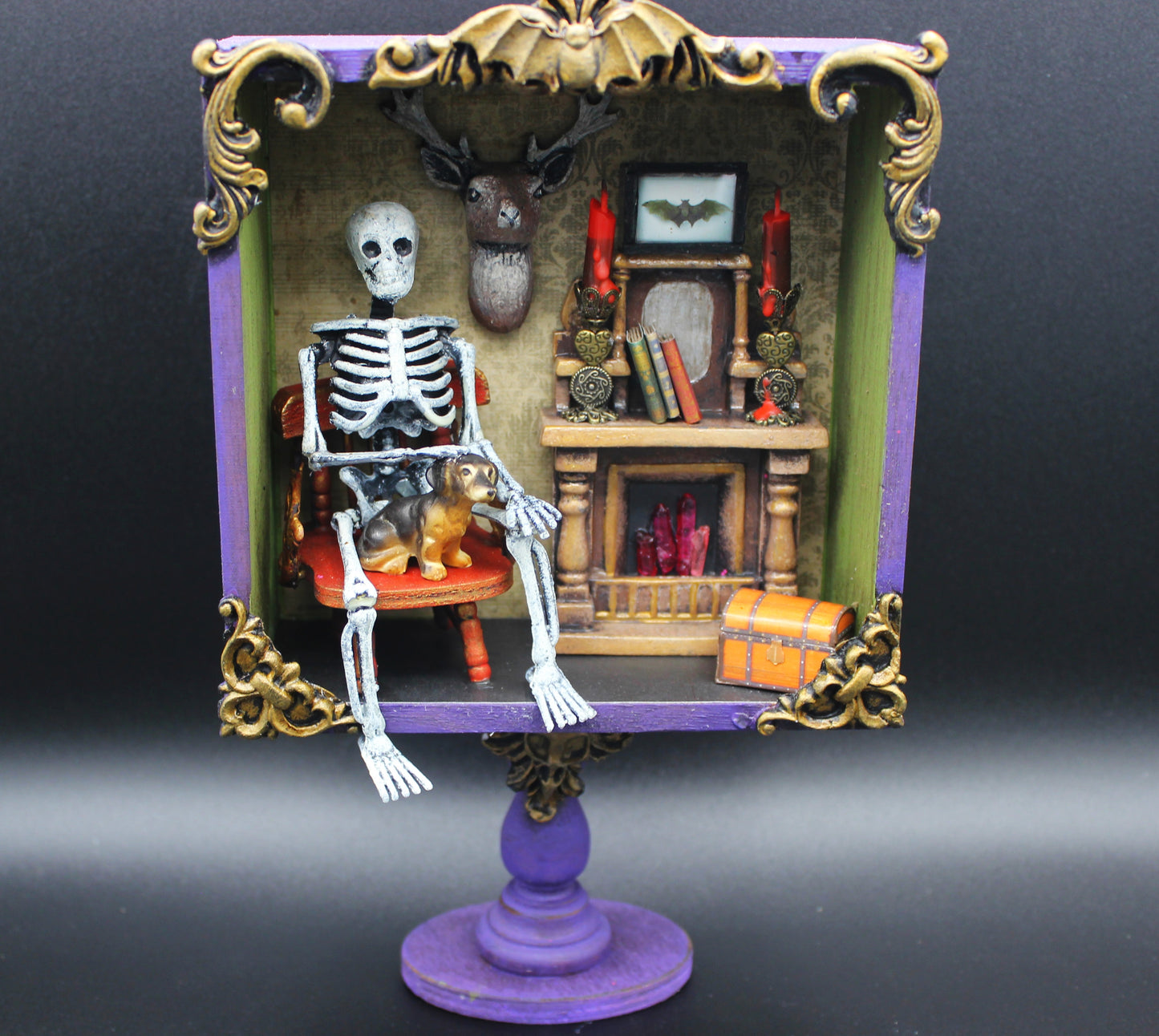 Skeleton Halloween Decoration Diorama Shadow Box