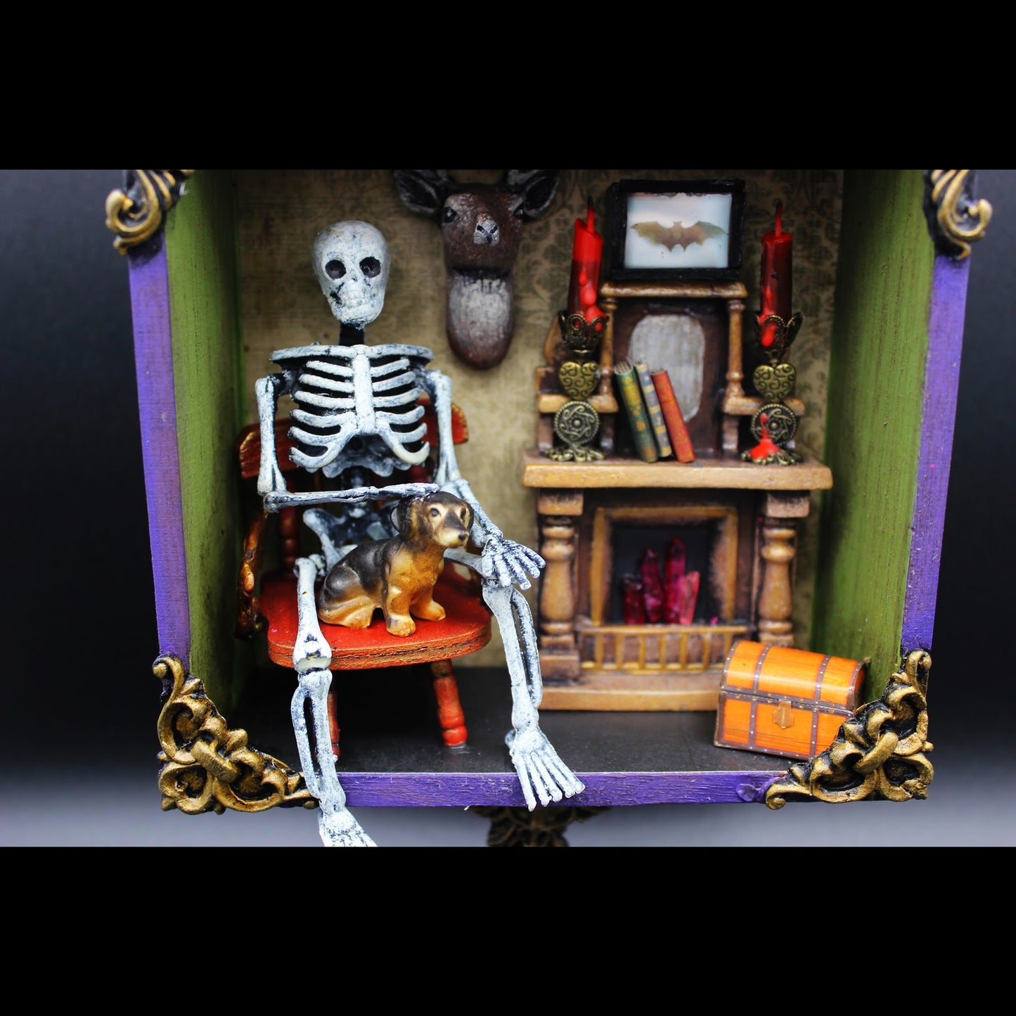 Skeleton Halloween Decoration Diorama Shadow Box