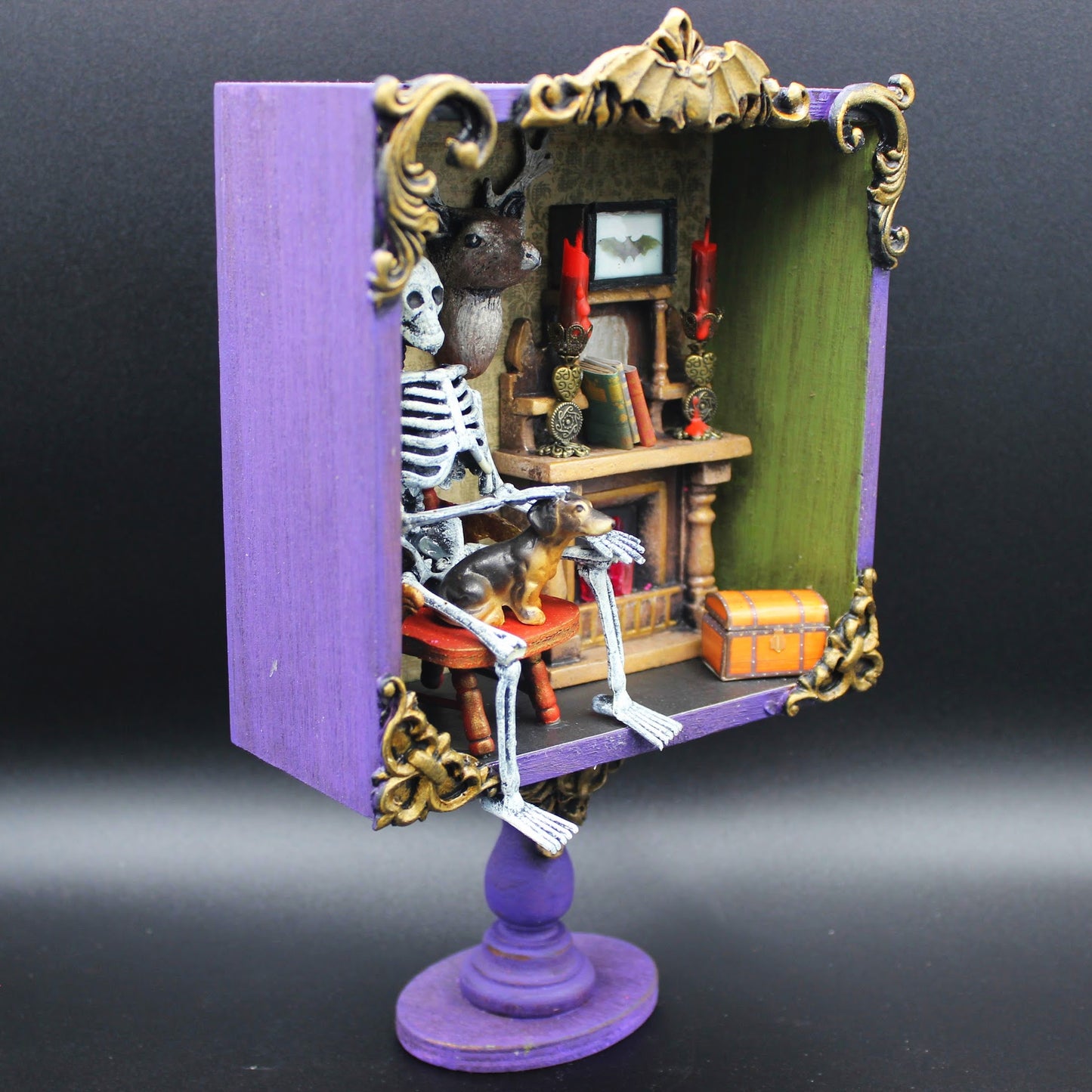 Skeleton Halloween Decoration Diorama Shadow Box