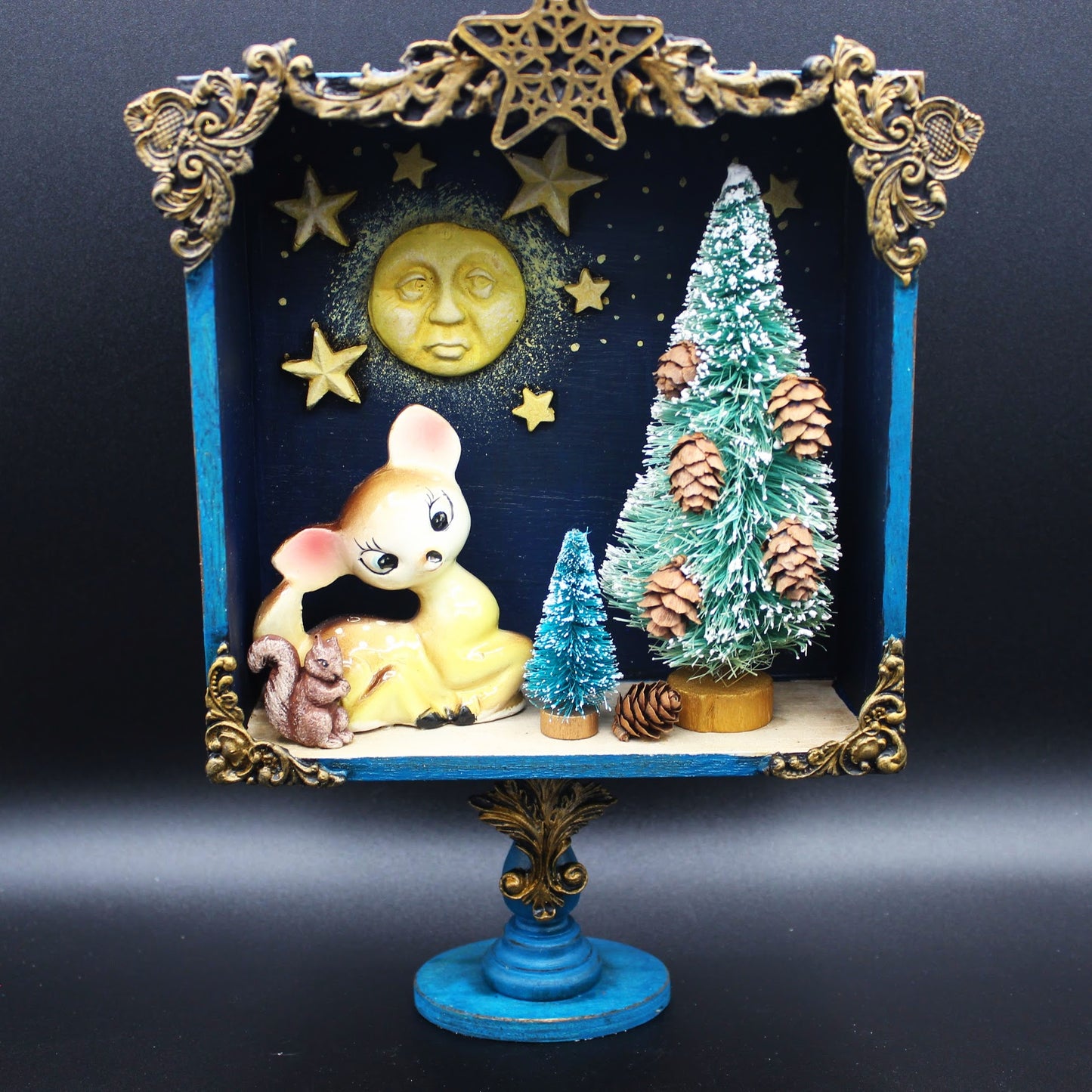 Vintage Deer Winter Diorama Shadow Boxes.