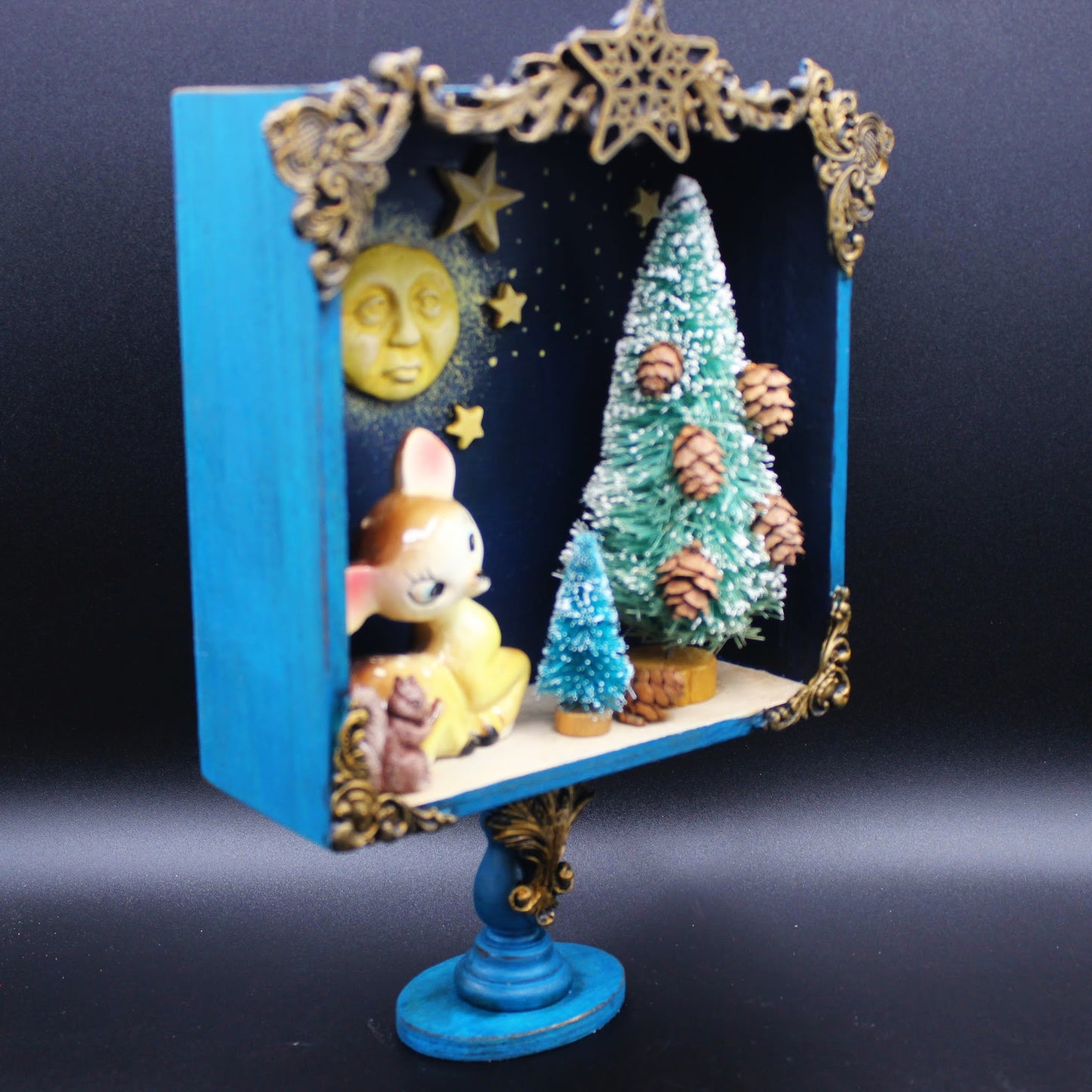 Vintage Deer Winter Diorama Shadow Boxes.