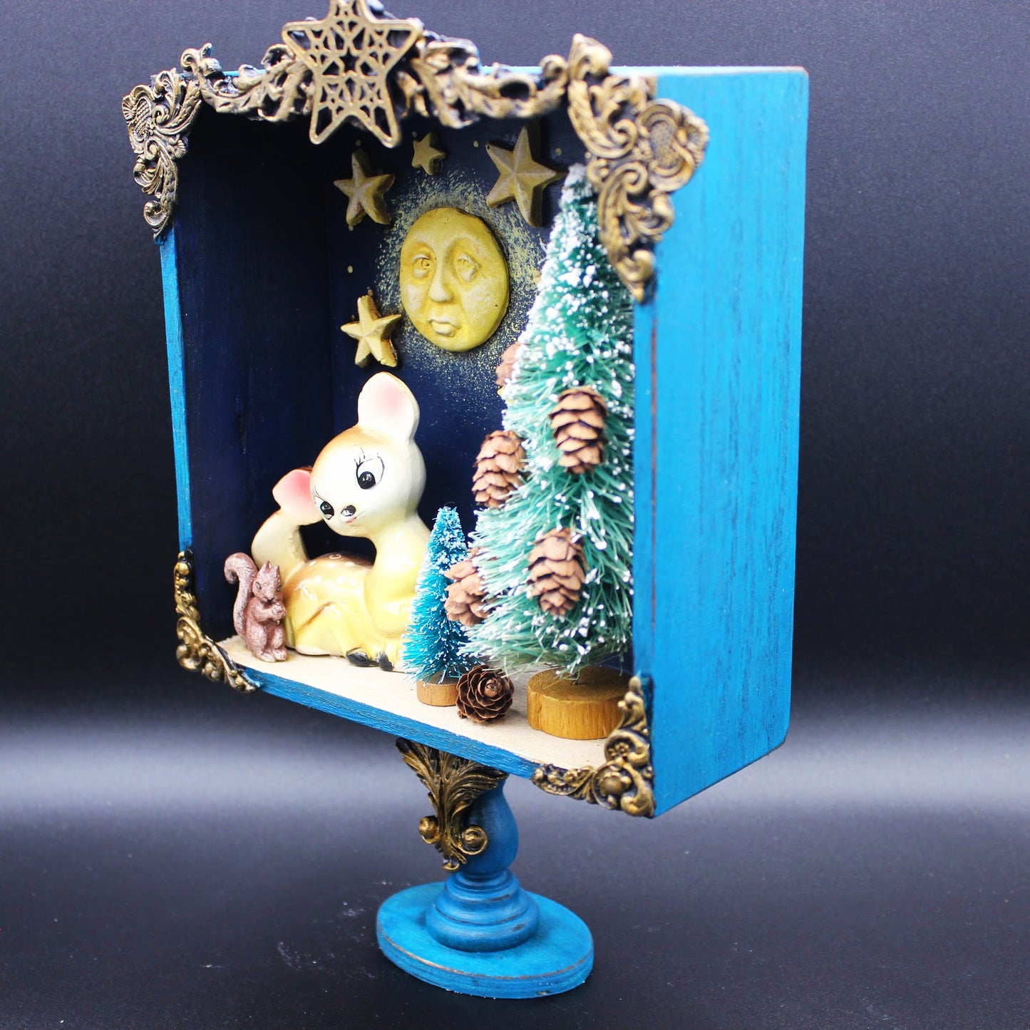 Vintage Deer Winter Diorama Shadow Boxes.