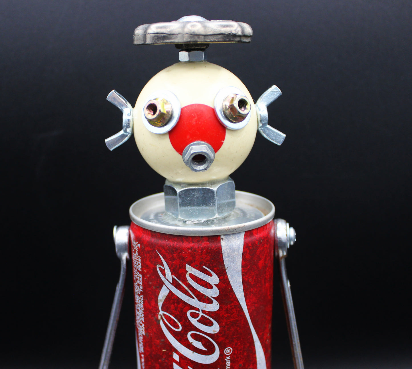 Junk Robot.  Found Object Robot made from a Vintage Coke Can!