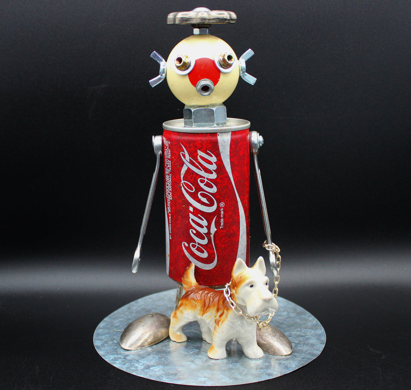 Junk Robot.  Found Object Robot made from a Vintage Coke Can!